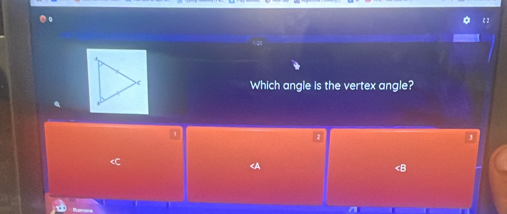 【】
Which angle is the vertex angle?
1
2
3