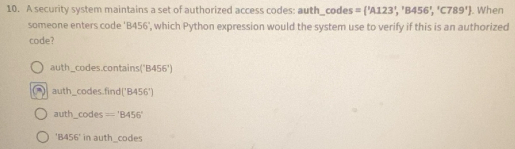 Solved: A security system maintains a set of authorized access codes ...