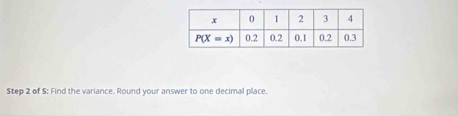 of 5: Find the variance. Round your answer to one decimal place.