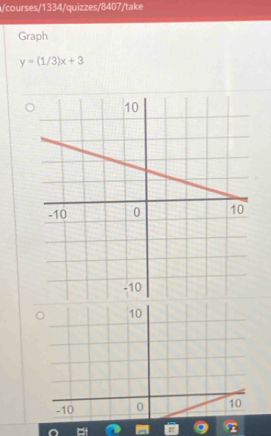 courses/1334/quizzes/8407/take 
Graph
y=(1/3)x+3