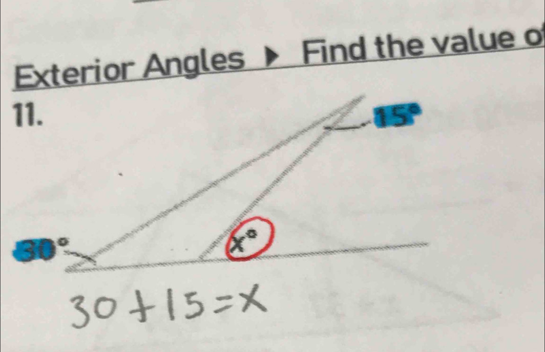 Exterior Angles Find the value o