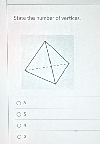 State the number of vertices.
6
5
4
3