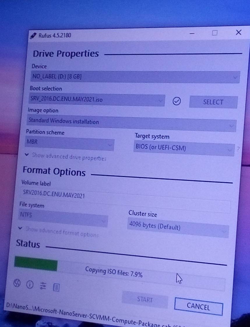 Solved: Rufus 4.5.2180 Drive Properties Device NO_LABEL (D:) [8 GB ...