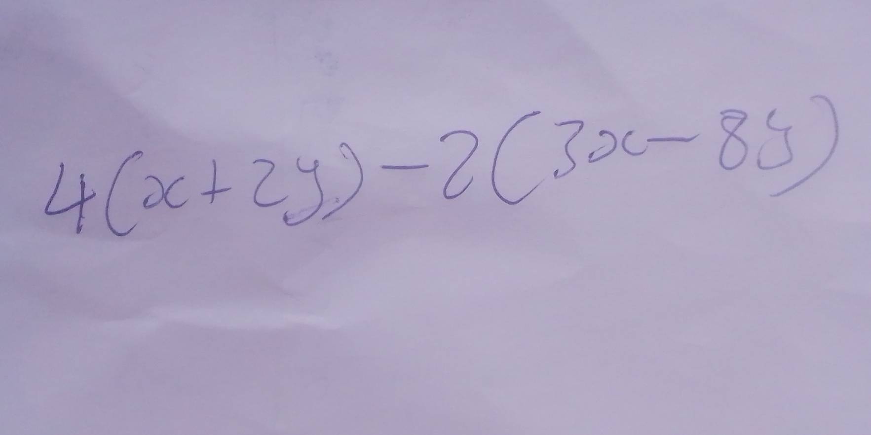 4(x+2y)-2(3x-8y)