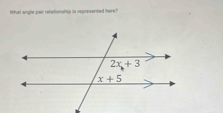 What angle pair relationship is represented here?