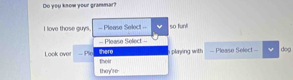 Solved: Do you know your grammar? I love those guys, == Please Select ...