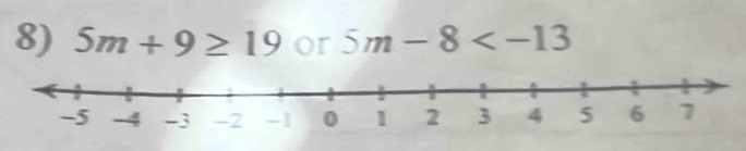 5m+9≥ 19 or 5m-8