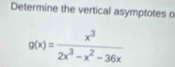 Determine the vertical asymptotes o