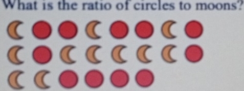 What is the ratio of circles to moons? 
(●●●●(● 
(●((((● 
((●●●●