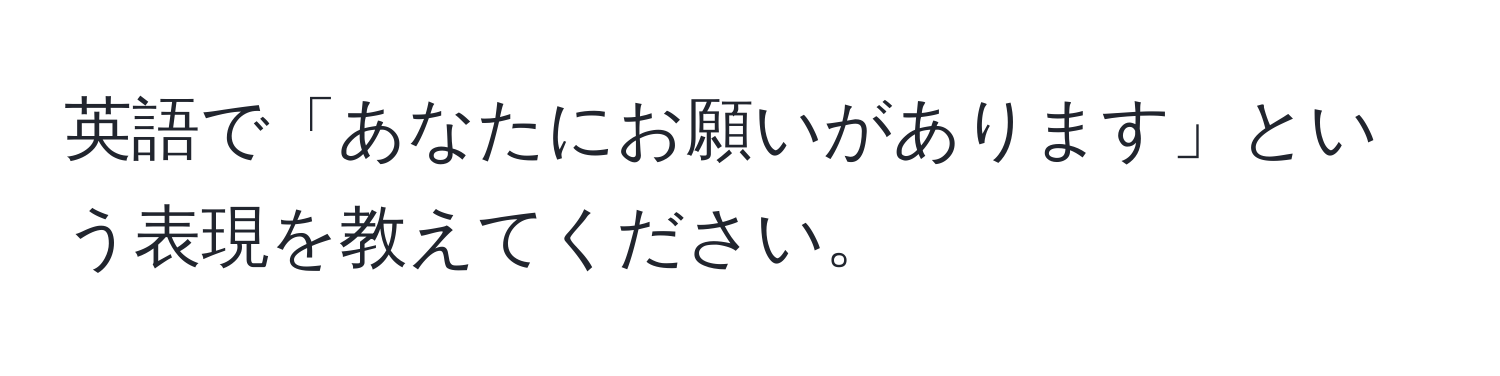 英語で「あなたにお願いがあります」という表現を教えてください。