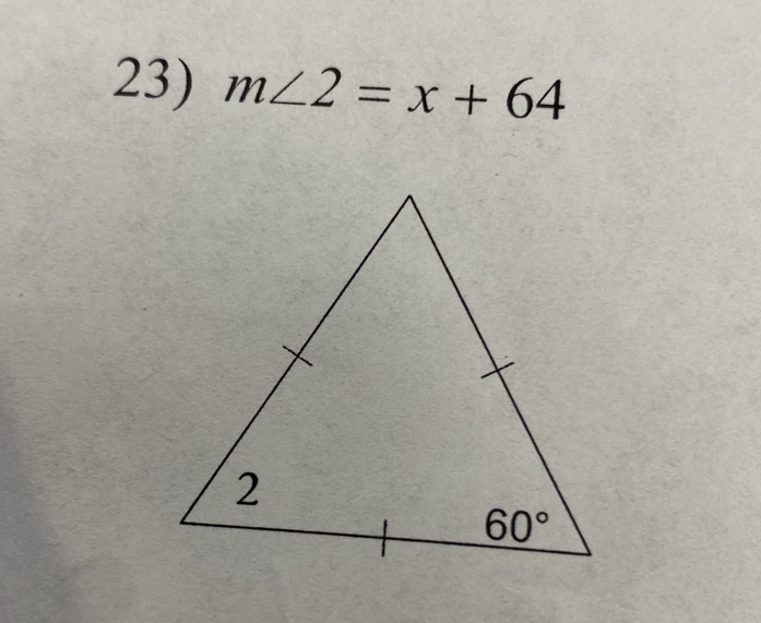 m∠ 2=x+64