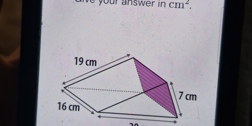 ie your answer in cm^2.