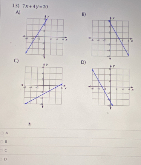 7x+4y=20
A)
B

C
D)

A
B
C
D