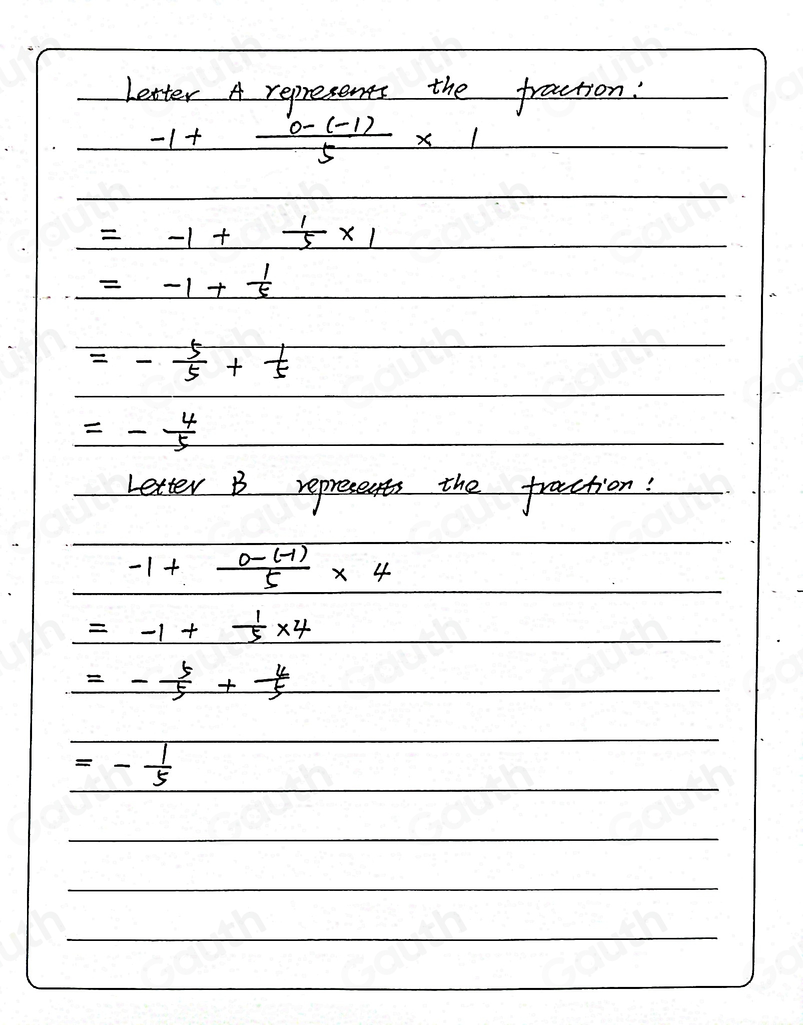 Solved: Identify the fractions labeled with the letters A and B on the ...