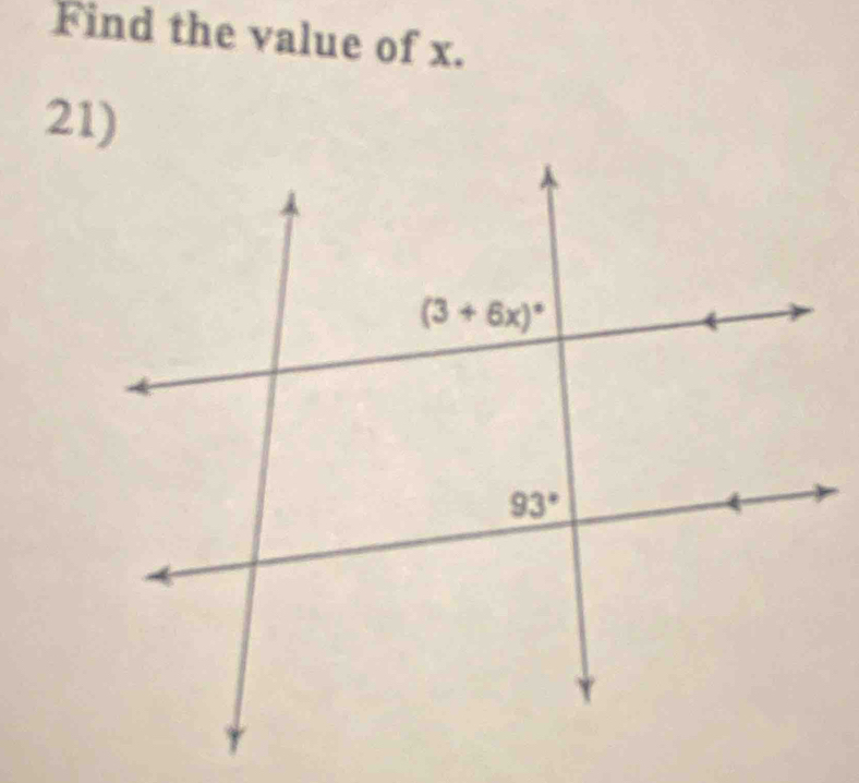 Find the value of x.
21)