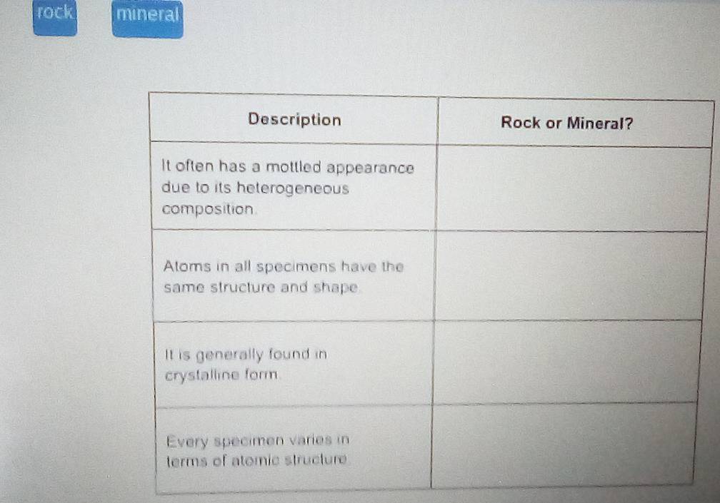 rock mineral