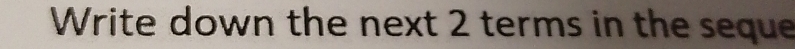 Write down the next 2 terms in the seque