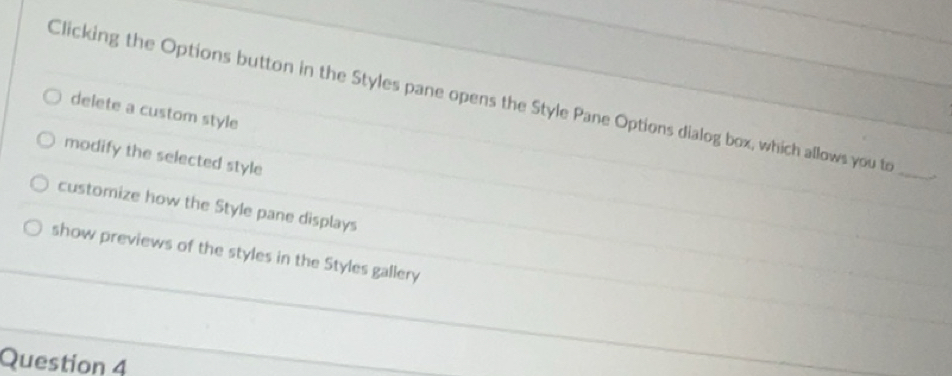 Solved: Clicking the Options button in the Styles pane opens the Style ...