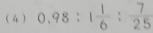 ( 4) 0.98:1 1/6 : 7/25 