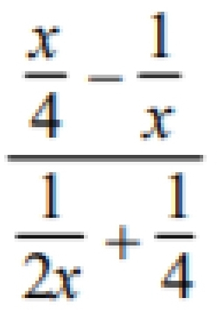 frac  x/4 - 1/x  1/2x + 1/4 