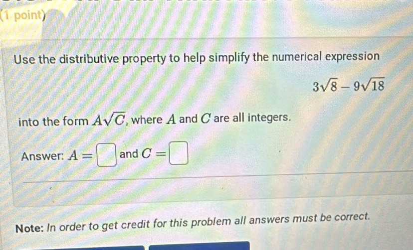 Solved: Use the distributive property to help simplify the numerical ...