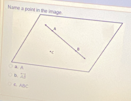 Name a point in the image.
c. ABC