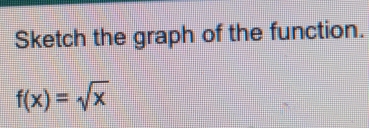 Sketch the graph of the function.
f(x)=sqrt(x)