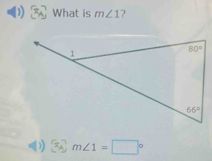 What is m∠ 1 ?
< <tex>(π _A) m∠ 1=□°