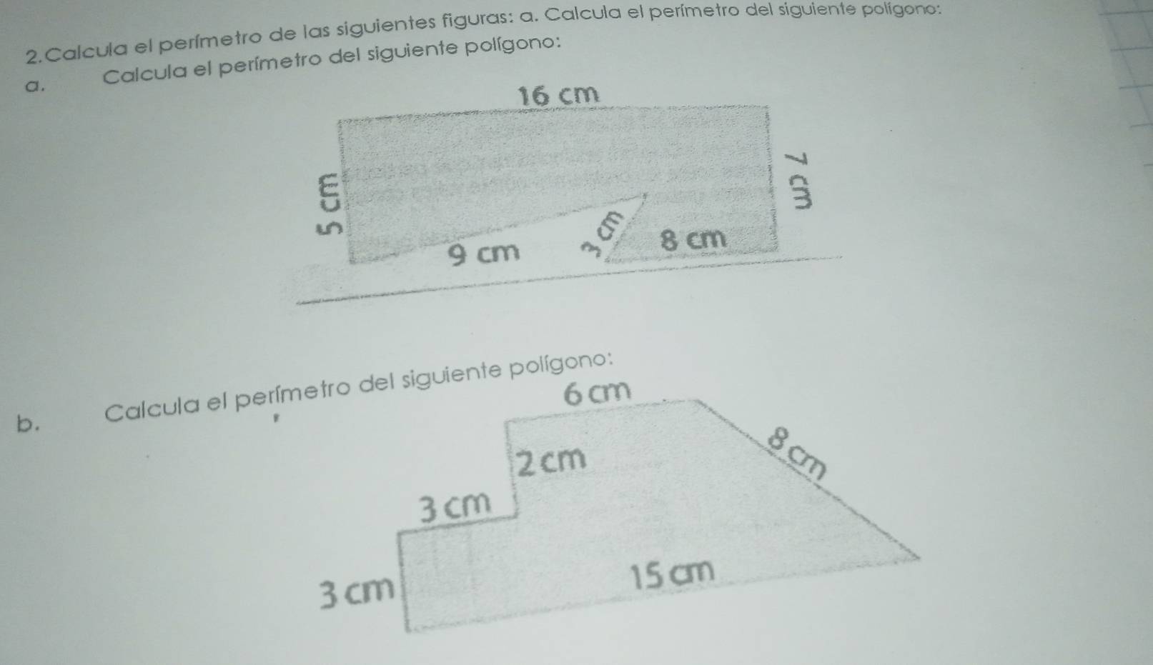 Resuelto:Calcula el perímetro de las siguientes figuras: a. Calcula el ...