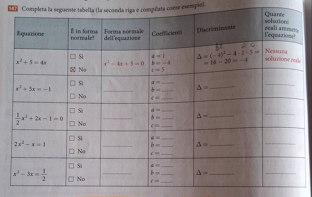 Completa la seguente tacompilata come esempio).