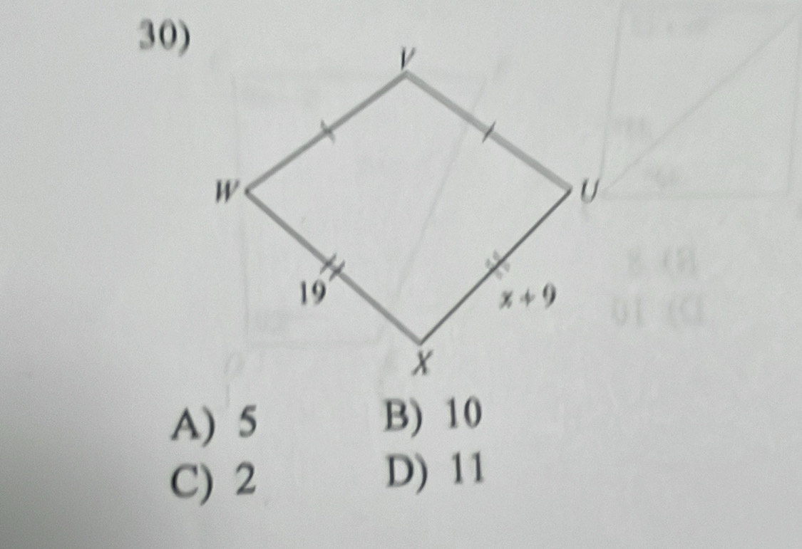 A) 5 B) 10
C) 2
D) 11