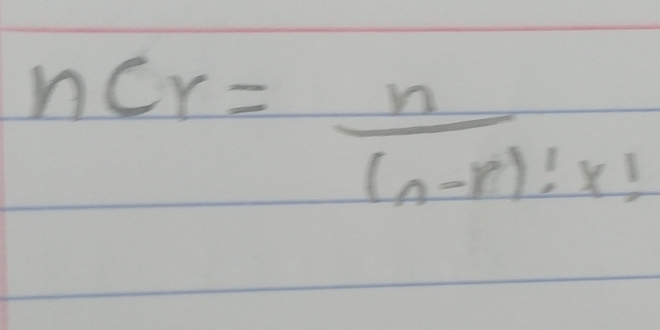 nCr= n/(n-r)!* ! 