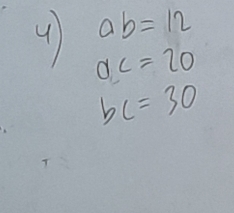 ab=12
ac=20
bc=30