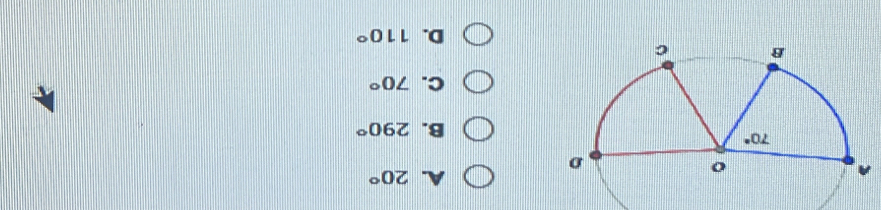 A. 20°
B. 290°
C. 70°
D. 110°