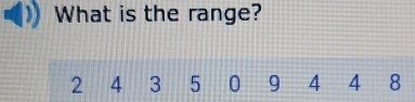 What is the range?
2 4 3 5 0 9 4 4 8