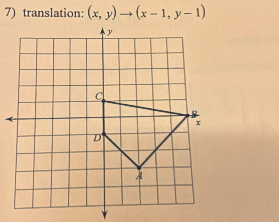 translation: (x,y)to (x-1,y-1)