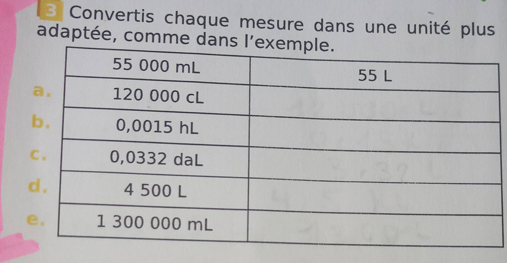 Convertis chaque mesure dans une unité plus 
adaptée, comme dan 
e