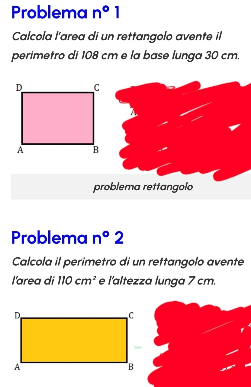 Risolto:Problema n°1 Calcola l’area di un rettangolo avente il ...