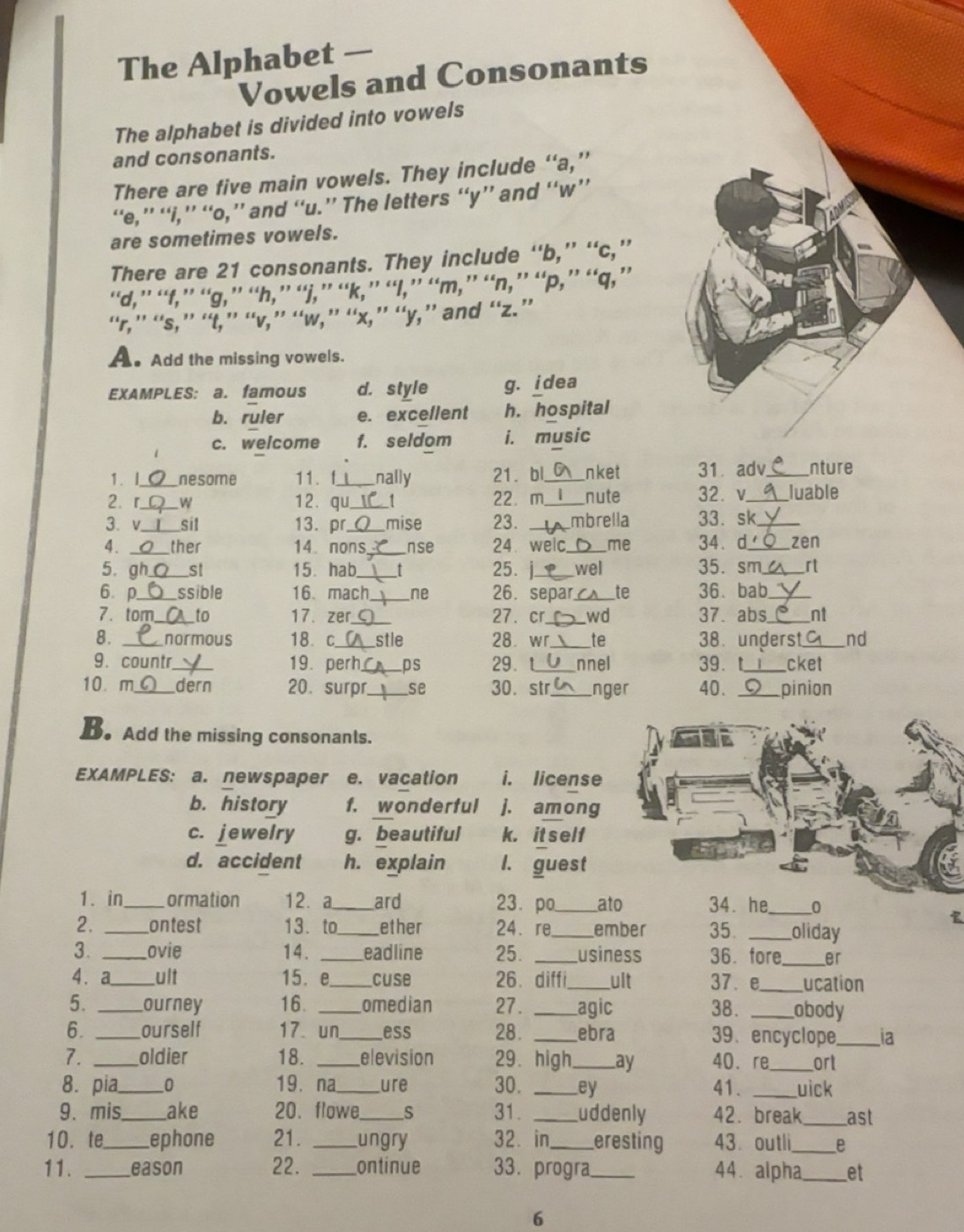 Solved: The Alphabet Vowels and Consonants The alphabet is divided into ...