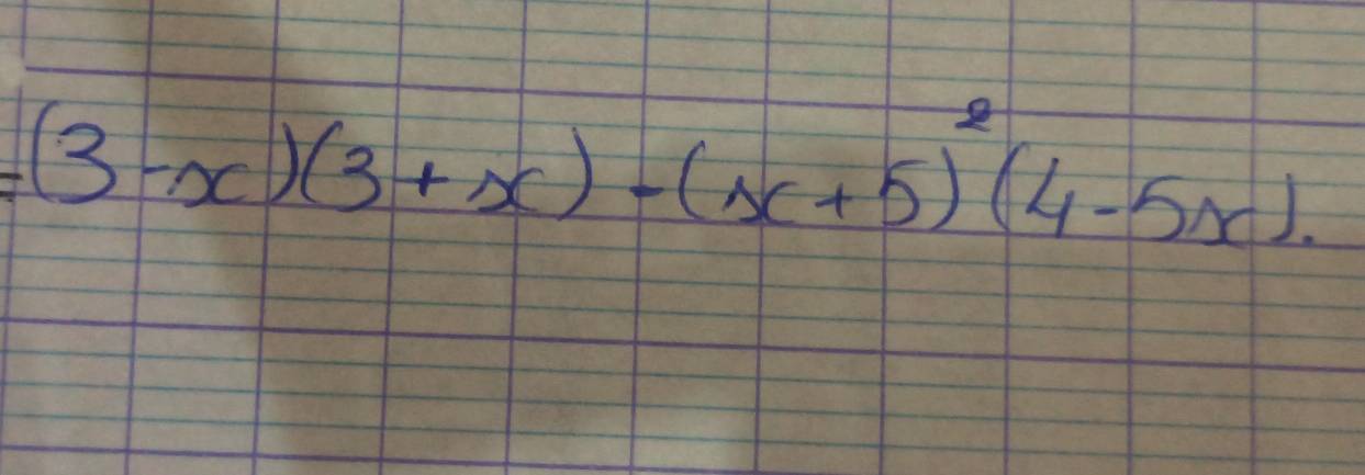 =(3-x)(3+x)-(x+5)^2(4-5x).