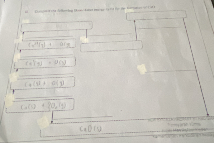 if. Complete the following Born-Haber energy cycle for the formation of CaO 
_