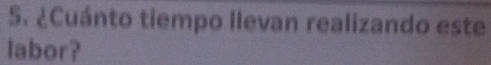 ¿Cuánto tiempo llevan realizando este 
labor?