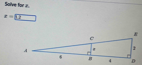 Solve for x.
x=1.2