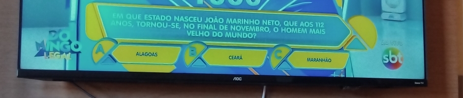 em que estado nasceu joão marinho neto, que aos 112 
N O S, tORNOU-SE, NO FINAL DE NOVEMBRO, O HOMEM MAIS 
VELHO DO MUNDO? 
AD VIVO 
ALAGOAS Ceará Maranhão 
/0C