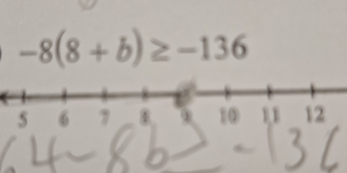 -8(8+b)≥ -136