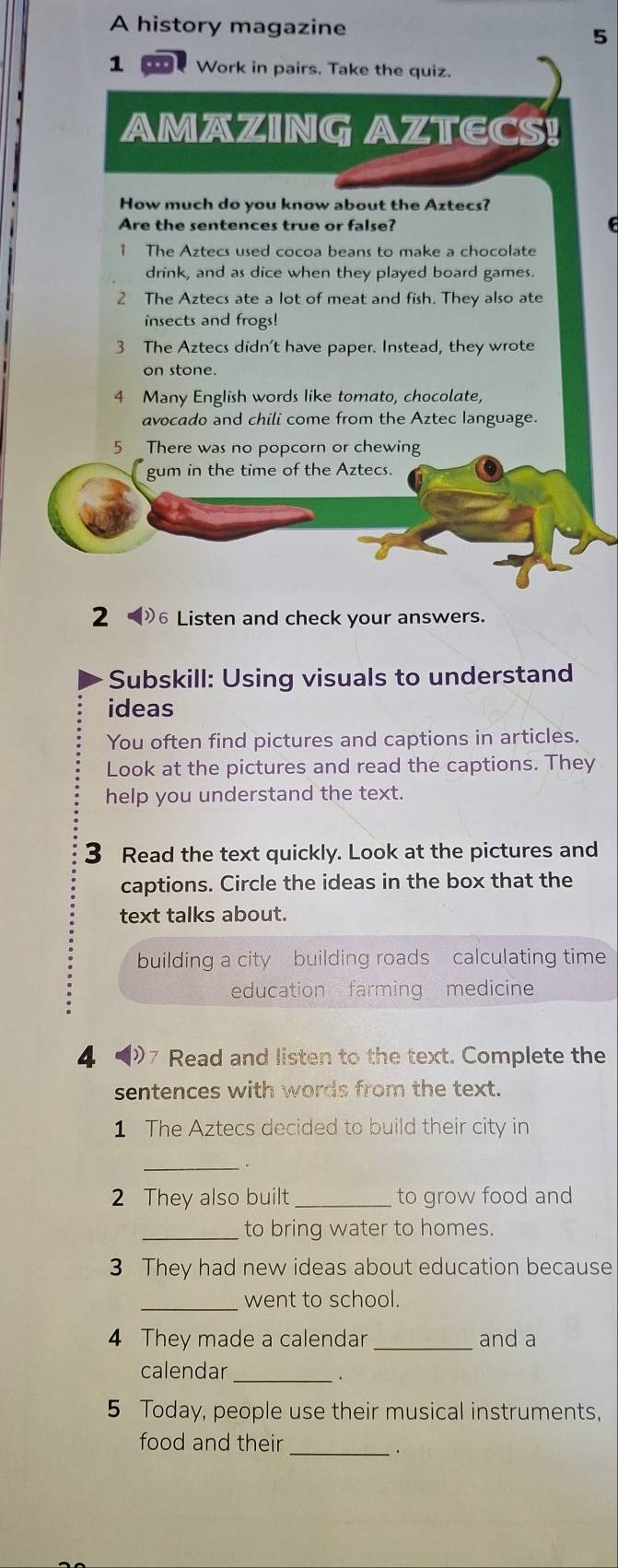 Resuelto:A history magazine 5 1 Work in pairs. Take the quiz. AMAZING ...