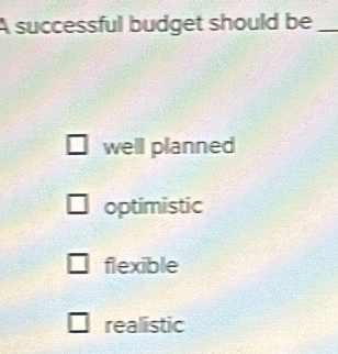 A successful budget should be_
well planned
optimistic
flexible
realistic