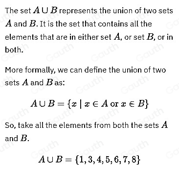 Solved: Use the Venn diagram and find the elements in the set A∪ B. A∪ ...