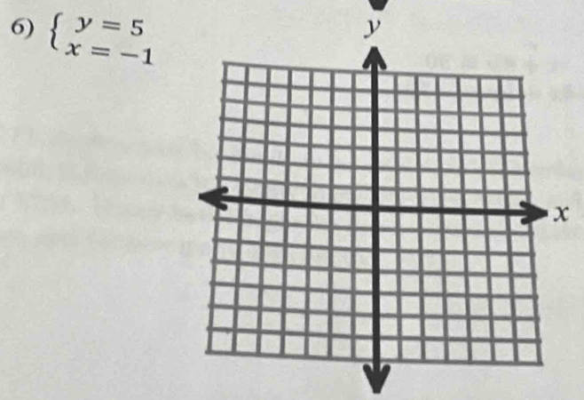 beginarrayl y=5 x=-1endarray.