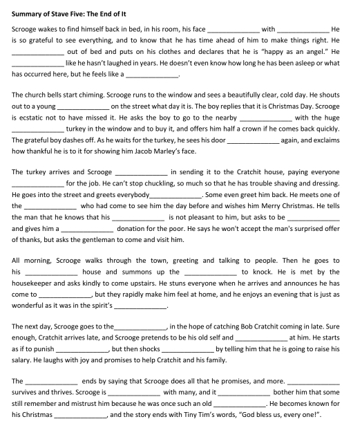 Solved: Summary of Stave Five: The End of It Scrooge wakes to find ...